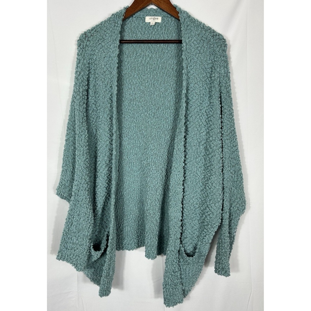 Umgee Womens Open Front Chunky Knit Cardigan Oversized Poncho Size L Cozy Layers